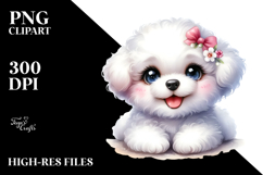 Watercolor Bichon Frise Big Eyes Happy PNG Product Image 2