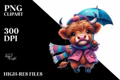 Expressive Baby Highlandcow Dancing PNG Product Image 3