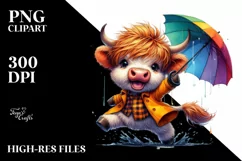 Expressive Baby Highlandcow Dancing PNG Product Image 1