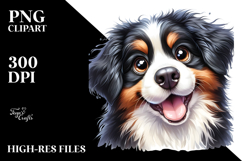 Happy Watercolor Baby Bernese Mountain Dog PNG Product Image 2