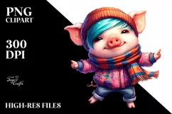Cute Baby Pig Contempt Paint Style PNG Product Image 3