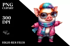 Contempt Cow with Cool Haircut, Raincoat Theme, PNG Product Image 1