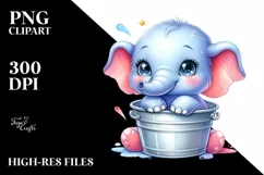 Colorful Watercolor Smiling Elephant | Clipart Product Image 1
