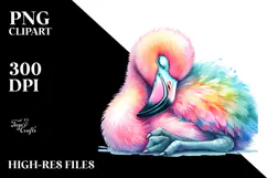 Baby Flamingo Sleeping | Watercolor | Sublimation Product Image 2