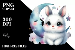 Colorful Watercolor Smiling Arctic Hare | Clipart Product Image 1