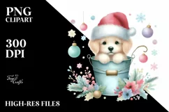 Whimsical Pastel Dog with Santa Hat PNG Product Image 2