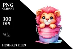 Vibrant Baby Lion with Bucket PNG Product Image 2