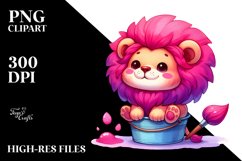 Vibrant Baby Lion with Bucket PNG Product Image 2