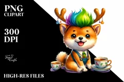 Enthusiastic Watercolor Shiba Inu PNG Product Image 1