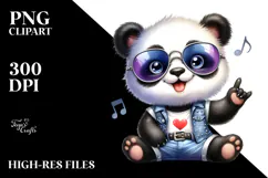cute Baby Panda with Rocker Look PNG Product Image 2