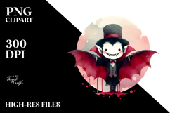 Funny Vampire Washed Watercolor PNG Product Image 2
