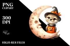 Cute Baby Otter with Halloween Costume, Transparent PNG Product Image 2