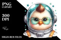 Cute Baby Chicken Astronaut PNG Product Image 2