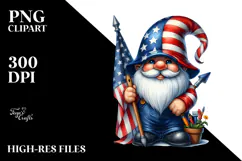 Detailed Watercolor Patriotic Construction Gnome with USA Product Image 2