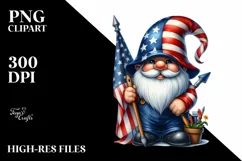 Detailed Watercolor Patriotic Construction Gnome with USA Product Image 3
