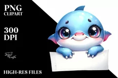 Colorful Baby Shark, Smiling | Sublimation | Clipart Product Image 3