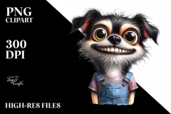 Dog Big Eyes Farm Jeans Standing Goofy | Sublimation | Product Image 1