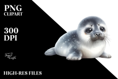 Adorable Baby Seal in Digital Watercolor, PNG Product Image 2