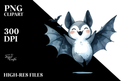 Funny Watercolor Bat Image, PNG Product Image 2