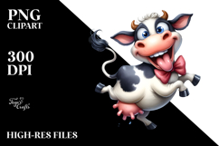 Goofy Cartoon Cow with Bow Tie PNG Product Image 2