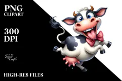 Goofy Cartoon Cow with Bow Tie PNG Product Image 2