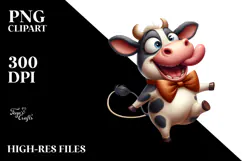 Goofy Cartoon Cow with Bow Tie PNG Product Image 2