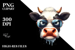 Funny Cow with Sunglasses, Transparent PNG Product Image 2