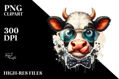 Funny Cow with Sunglasses, Transparent PNG Product Image 2