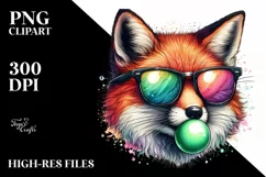Fox Portrait Sunglasses Hummingbird | Sublimation | Clipart Product Image 1