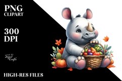 Rhino Holding Vegetables | Clipart Product Image 1
