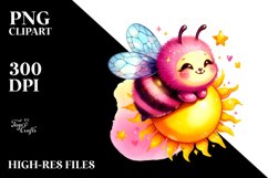 Cute Baby Bee on Sun PNG Product Image 2