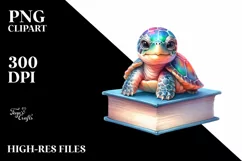 Colorful Baby Turtle on a Book | Clipart Product Image 3