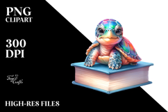 Colorful Baby Turtle on a Book | Clipart Product Image 2