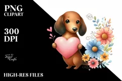 Doodled Flower Dachshund, Transparent PNG Product Image 2