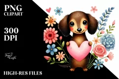 Doodled Flower Dachshund, Transparent PNG Product Image 2