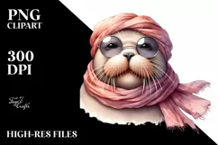 Funny Walrus Portrait Smiling | Silk Scarf Clipart Product Image 1