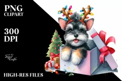 Enthusiastic Watercolor Miniature Schnauzer PNG Product Image 1