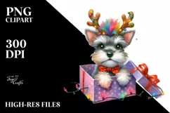 Enthusiastic Watercolor Miniature Schnauzer PNG Product Image 3