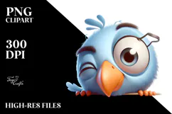 Cute Cartoon Bird with Winking Eye PNG Product Image 2