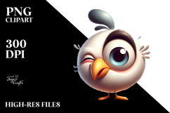 Cute Cartoon Bird with Winking Eye PNG Product Image 2