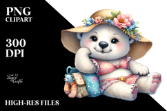 Digital Watercolor Adorned Polar Bear Beachwear PNG Product Image 2