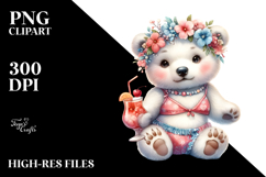 Digital Watercolor Adorned Polar Bear Beachwear PNG Product Image 2