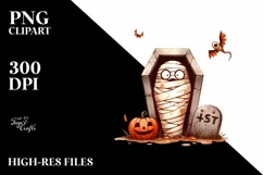 Simple Funny Halloween Clipart with Mummy's Tomb, High-Res Product Image 3