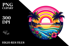 Vintage Tropical Rainbow Sunset, Tshirt PNG Product Image 2