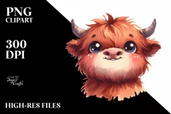 Funny Expressive Highland Cow, Transparent PNG Product Image 3