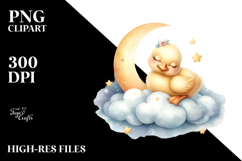 Whimsical Baby Duck Moon Cloud PNG Product Image 2
