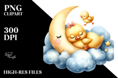 Whimsical Baby Duck Moon Cloud PNG Product Image 2