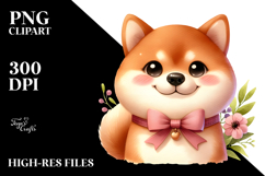 Cute Cartoon Shiba Inu in Watercolor, PNG Product Image 2