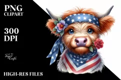 Shy Highland Cow with Flower | Clipart Product Image 3