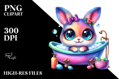 Vibrant Baby Bunny Bathtub PNG Product Image 2
